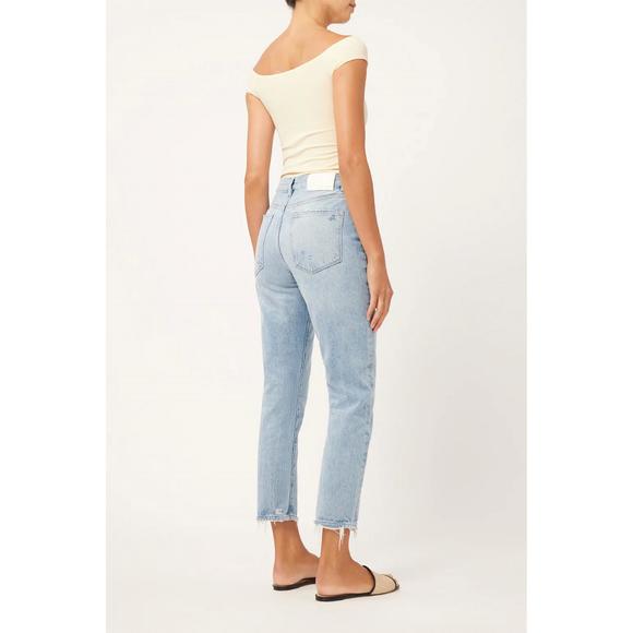 NEW DL1961 - WOMEN'S lela slim ultra high rise jeans in light seaglass - Picture 2 of 5